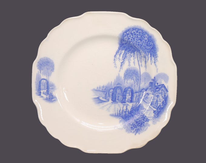 Edwardian Age Myott English Garden Blue bread plate made in England. Sold individually.