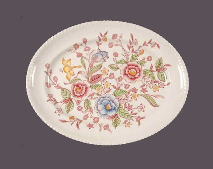 Antique art-nouveau era Johnson Brothers English Bouquet large oval turkey platter made in England.