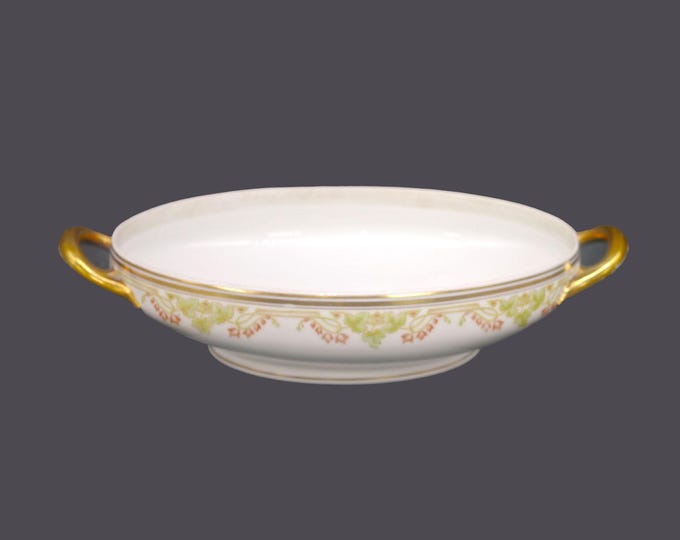 Antique Bawo & Dotter Elite Works Limoges BWD242 oval, handled serving bowl made in France. Gold wear (see below).