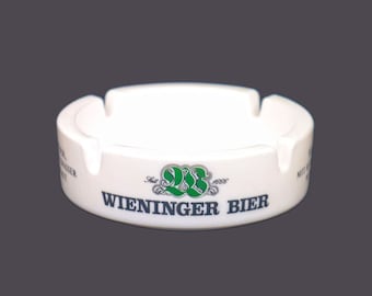 Vintage Wieninger Bier German beer white milk glass ashtray made in France.