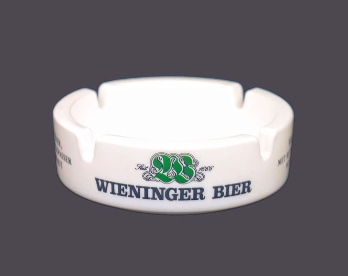 Wieninger Bier German beer white milk glass ashtray made in France.