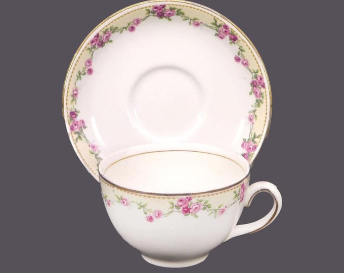 Antique Edwardian Age Wedgwood & Co. Ltd. Rosalie cup and saucer set. Imperial Porcelain made in England.