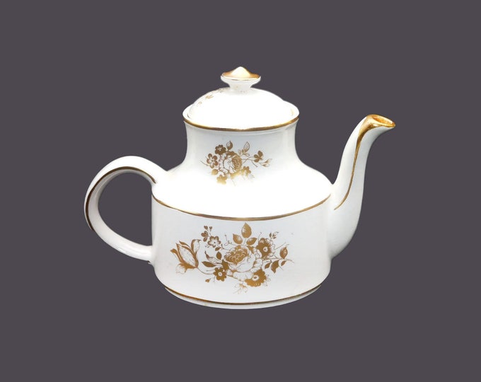 Arthur Wood 5325 four-cup teapot. Gold roses. Made in England.