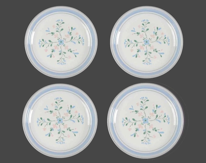 Four Yamaka Fascino stoneware salad plates made in Japan.