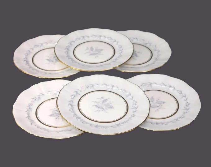Vintage Northumbria Morning Mist bone china salad plates made England. Set of 6.