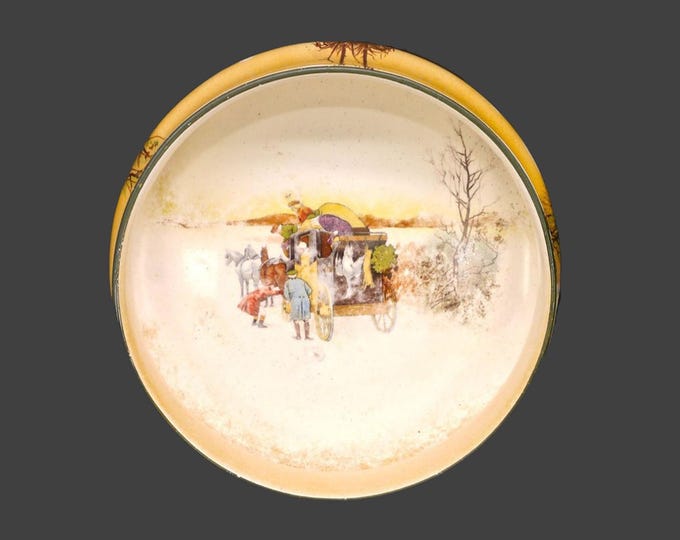Antique Edwardian Age Royal Doulton Coaching Days round, bulb shape serving bowl. Doulton Series Ware made in England.