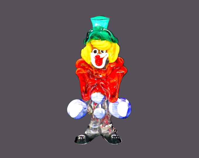 Murano hand-blown art glass clown figurine made in Italy. Flaw (see below).