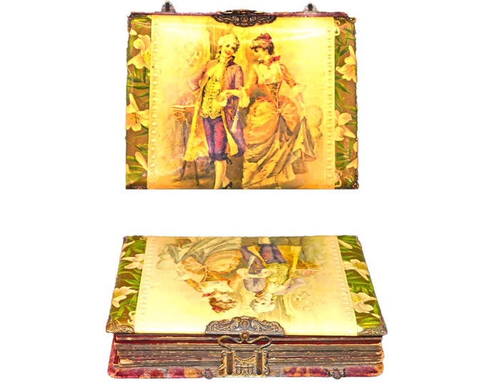 Victorian-era hard case celluloid photo album. Flocked velvet boards, brass clasp. 49 Victorian-era photos in rosewood sleeves.