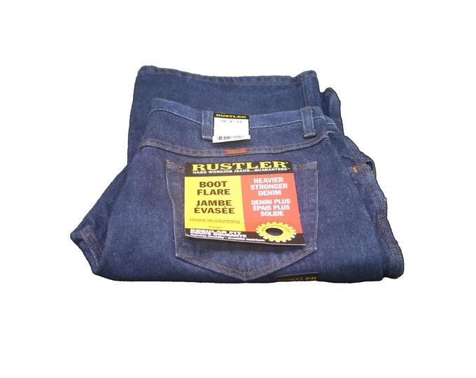 Wrangler Rustler Boot Flare 1980s men's denim jeans. Zip fly. Never worn original tags. Regular fit | 36" W 34" L. Made in USA. Mint.