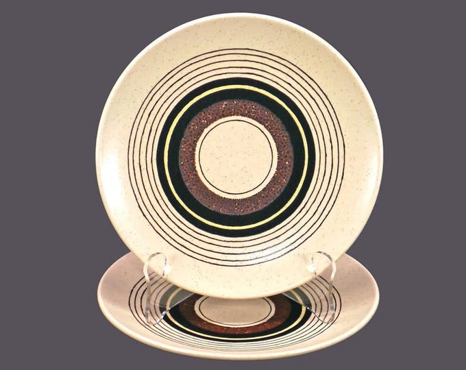 Pair of Mikasa Tribal Ring DE803 salad plates. Indian Feast stoneware made in Japan.