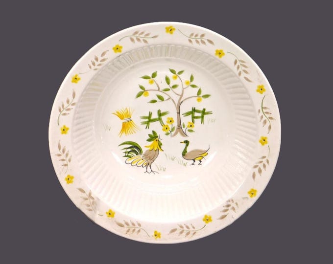 William Adams Good Morning Rooster round rimmed serving bowl. Micratex Real English Ironstone made in England.