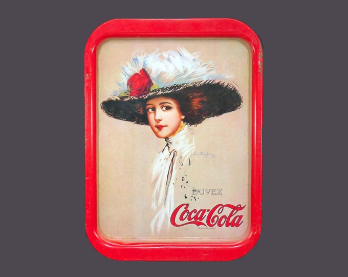 Coca-Cola | Coke metal tray featuring Hamilton King Gibson Girl with signature. French wording Buvez Coca-Cola | Drink Coca-Cola.