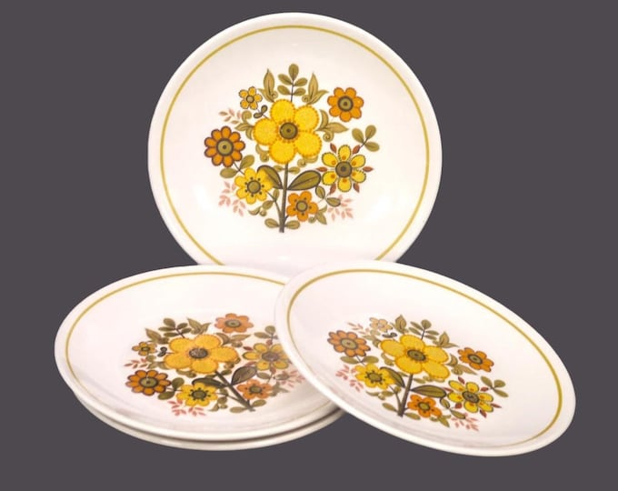 Four Ridgway Harvest Gold bread plates made in England.