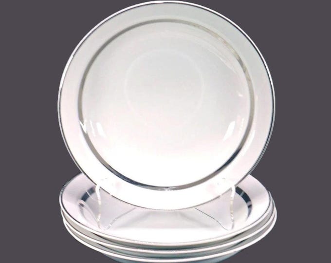 Vintage Harmony House Silver Rhapsody 3506 rimmed soup bowls made in Japan. 4 bowls.