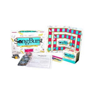 Song Burst Music des années 50 et 60, jeu de société-questionnaire sur la musique publié par Hersch & Co. Complete.
