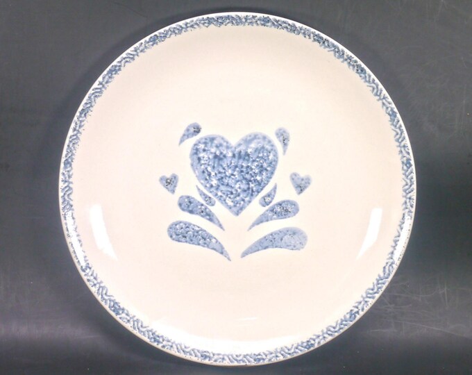 Vintage Gibson Designs My Love dinner plate. Blue hearts, blue sponge border.