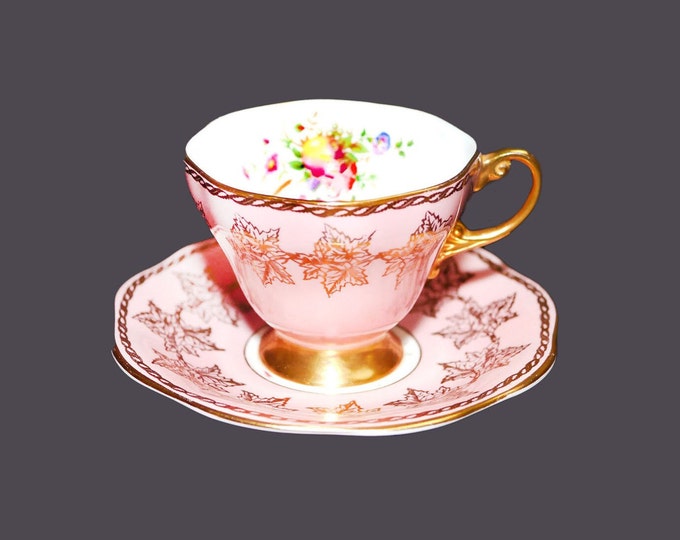 Foley 3779 bone china cup and saucer set made in England. Fruit and flowers.