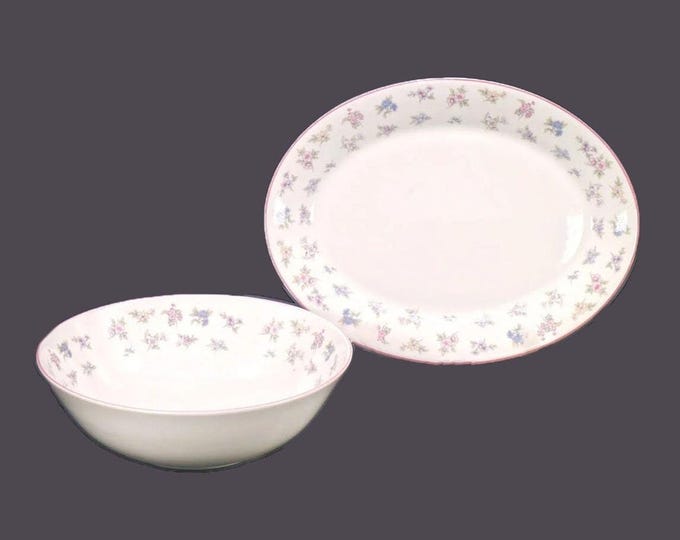 Royal Vale RVA26 oval platter and round salad serving bowl. Bone china made in England.