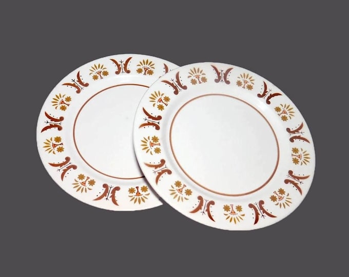 Pair of Mikasa Rick Rack stoneware salad plates. Mediterrania stoneware made in Japan. Flaw (see below).