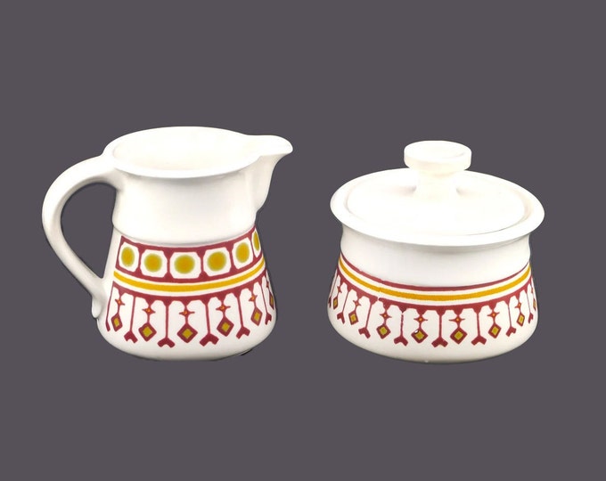 Retro vintage Galleon Ware creamer and covered sugar bowl set made in Canada.