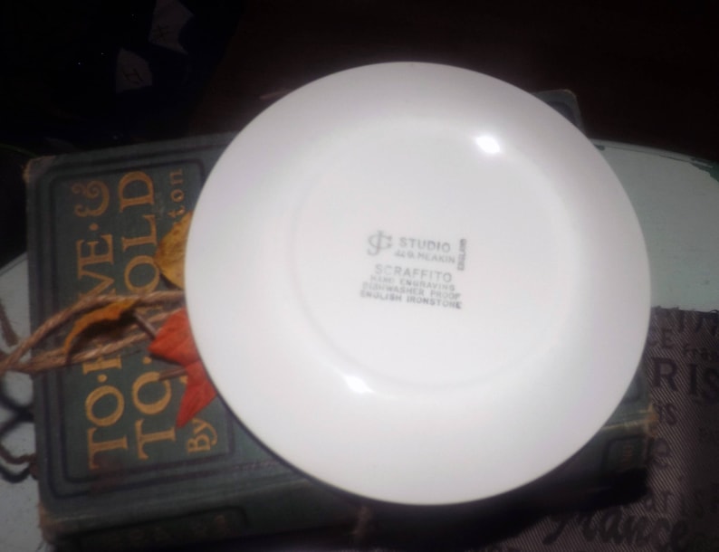 dessert 1960s Retro tableware made in England. J/&G Meakin Scraffito bread Vintage side plate