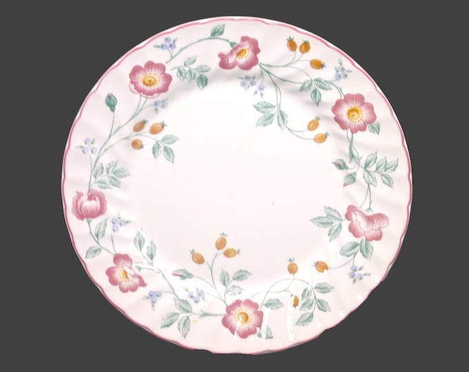 Churchill China Briar Rose dinner plate made in England. Pink trim. Sold individually.
