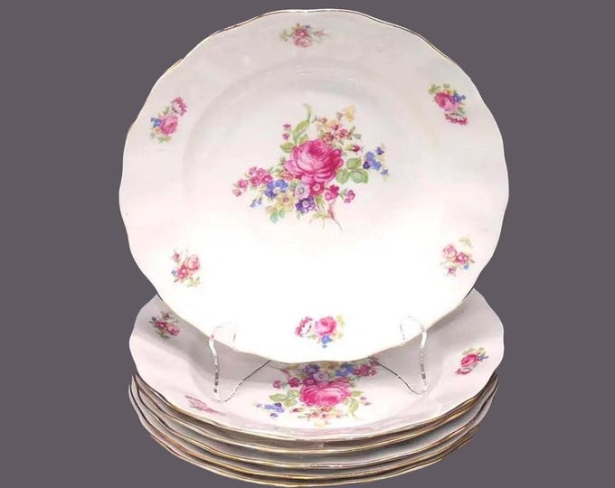 Vintage Favolina-Karolina Meissen Flower rimmed soup bowls. Set of 6.