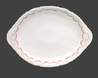Antique Victoria China Bridal Rose lugged turkey or meat platter made in Austria.