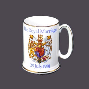 Vintage Wood & Sons Bierkrug zur königlichen Hochzeit von Charles und Diana im Jahr 1981.