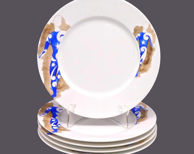 Five Porcellana di Bohemia Sucesion Picasso dinner plates based on Per il Balletto Parade.