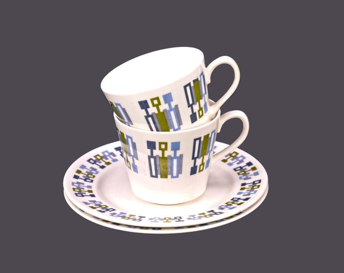 Pair of Royal Vale 8374 snack sets | tea and toast sets of cups and plates. Bone china made in England.