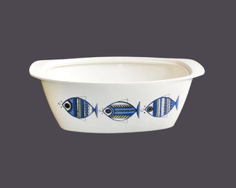 Villeroy & Boch Luxembourg Viking large oval casserole. Blue and green fish. Christine Reuter designer.