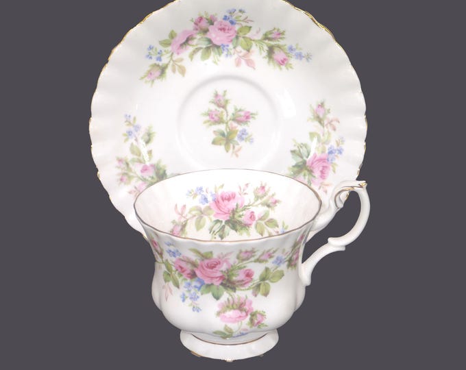 Vintage Royal Albert Moss Rose cup and saucer set. Bone china made in England.
