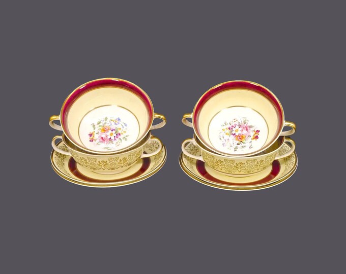 Four Johnson Brothers JB724 cream soup sets | bouillon sets. Pareek Ironstone made in England.