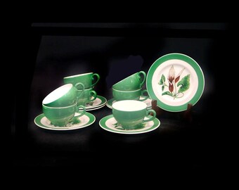 Art-deco period Myott Molly O'Day cups and plates set. Designed by AC Williams made in England. Hard to find.