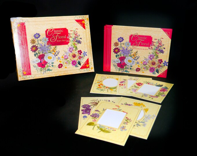 Vintage (1998) Classic Floral Gift Set | Photo Gift Set by Quadrillion Publishing. Photo album and six photo frames.