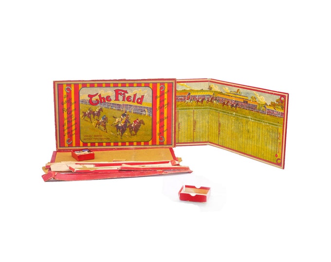 The Field antique horse racing board game. Ariel Series British Manufacture. An Entirely New Race Game. Incomplete (see below).