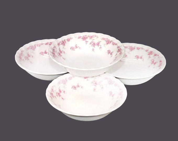 Four Myott Bride's Bouquet coupe cereal bowls made in England.