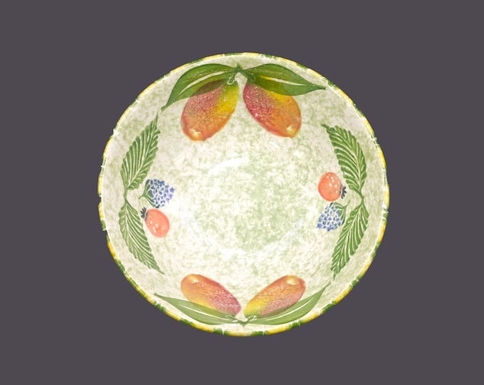 Ceramica Regina | Vietri Umbria round pasta or salad serving bowl made in Italy. Oranges, berries, sponged green.