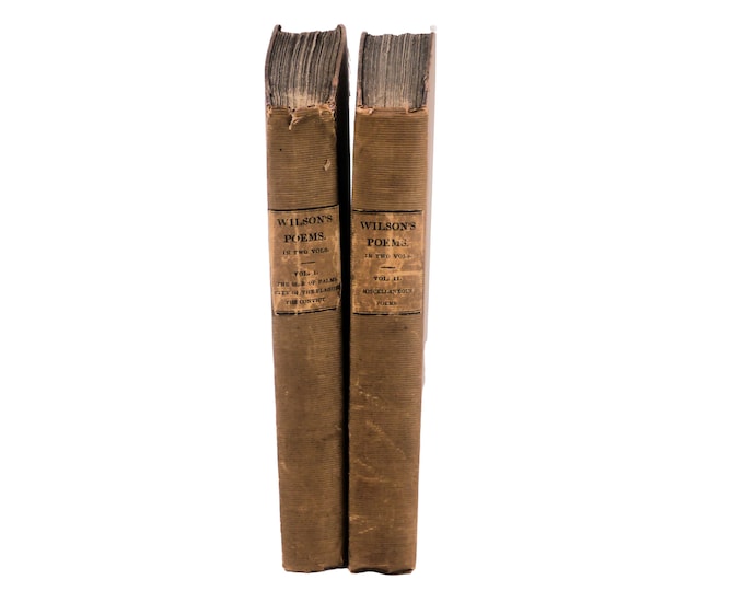 Two volumes of antiquarian (1825) first-edition poetry books Vols 1, 2 Wilson's Poems Professor John Wilson. Blackwood.