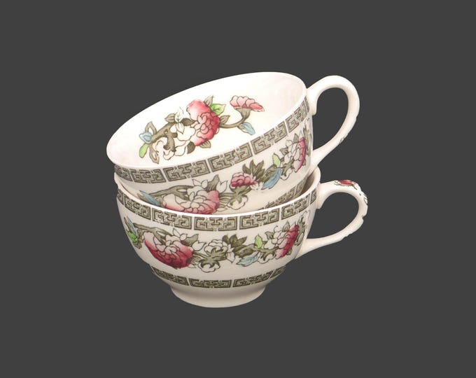 Pair of antique Alfred Meakin Indian Tree hand-decorated orphan tea cups only made in England.