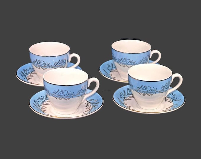 Washington Pottery Blue Riband cup and saucer sets made in England. Choose quantity below.