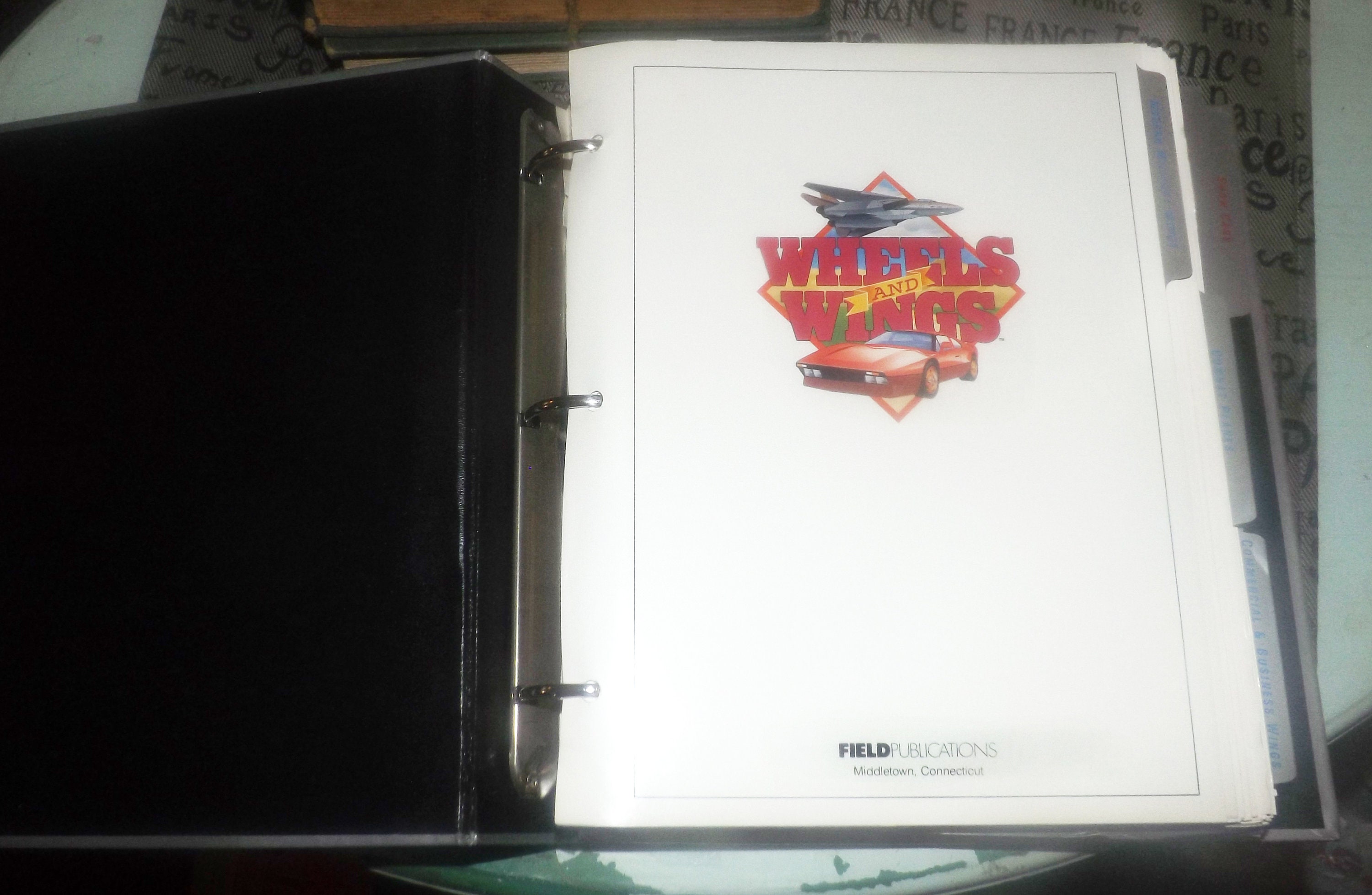 Vintage (1988) Wheels & Wings 7x10 data and photo cards in 3ring