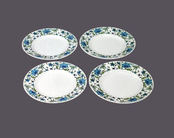 Four Midwinter Spanish Garden dessert plates. Jessie Tait design made in England.