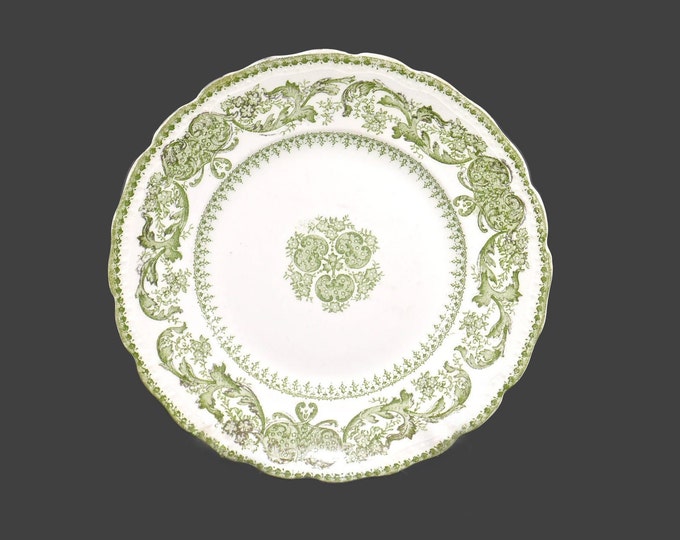 Antique art-nouveau era Wood & Son Madras Green salad plate. Royal Semi-porcelain made in England. Flaw (see below).