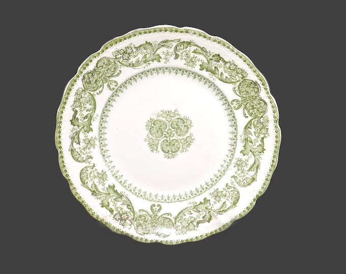 Antique Edwardian Age Wood & Son Madras Green salad plate. Royal Semi-porcelain made in England. Flaw (see below).