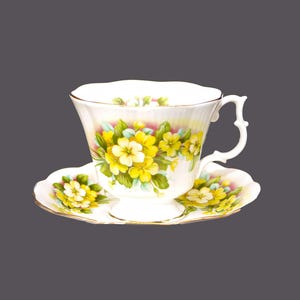 Royal Albert yellow primroses bone china cup and saucer set made in England.
