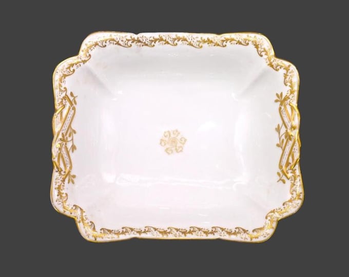 Antique Haviland Limoges Serving Bowl: Gold Medallion, Embossed Design