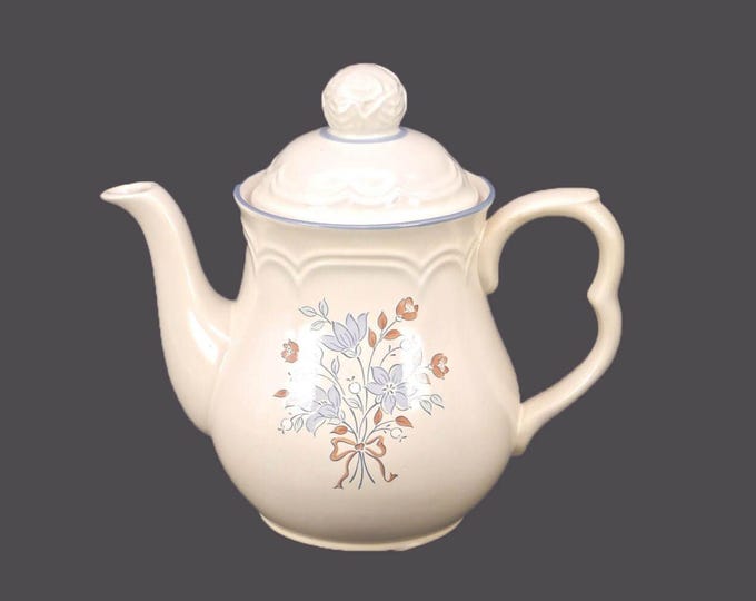 Cordella Bluet six-cup stoneware coffee pot made in Japan. Flaws (see below).