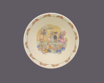 Royal Doulton Bunnykins Ticket Queue coupe cereal bowl. Bone china made in England.